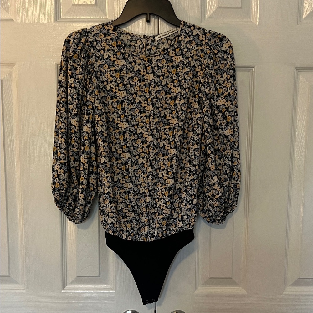 Abercrombie & Fitch Floral Bodysuit - Black and Yellow